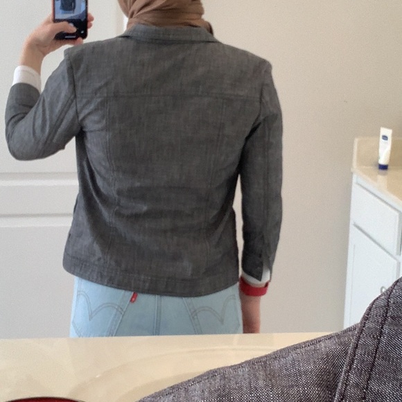 Dark Grey Patterned Blazer - Picture 6 of 17